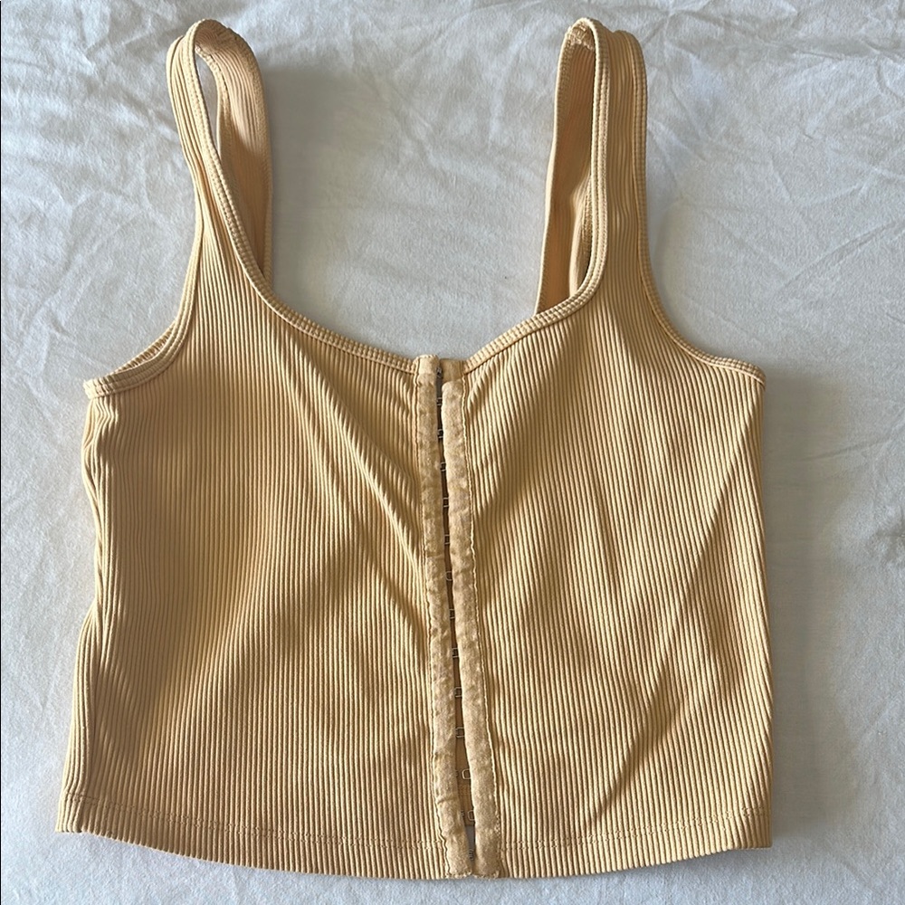 Tan Ribbed Women's Top